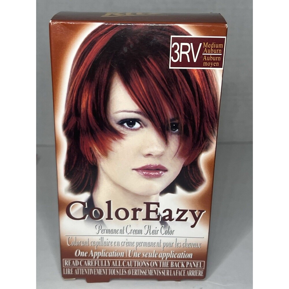 ColorEazy Permanent Cream Hair Color 3RV Medium Auburn Red Hair Dye NEW